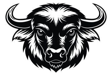 Obraz premium buffalo head silhouette line art vector illustration with a white background