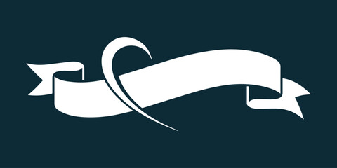 Obraz premium a stylized white ribbon banner with elegant curves and pointed ends against a dark navy blue background provides a minimalist aesthetic