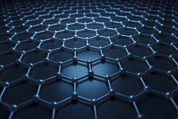 Obraz premium Graphene Molecular Structure - Abstract Hexagonal Grid Background