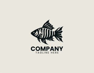 Tiger Barb Fish Black Vector Logo Illustration
