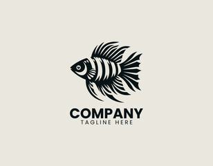 Tiger Barb Fish Black Vector Logo Illustration