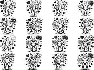 Obraz premium Funny Bigfoot Valentine’s Day