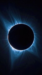 Obraz premium Solar eclipse showing corona, with deep blue energy rays