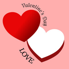 Romance  heart-shaped frame with Valentine's Day on pink background 