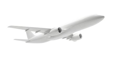 Modern White Jet Airplane Ascending into the Sky abstract transportation concept isolated on transparent background
