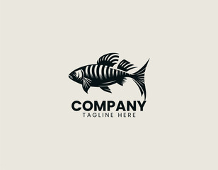 Tiger Barb Fish Black Vector Logo Illustration