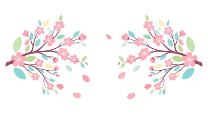 Cherry Blossom Branches with Falling Petals