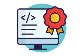 Software license icon. Colored icon style. Icon related to IT support. Technology elements vector illustration