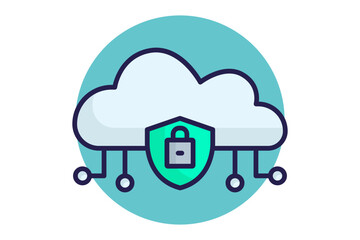 Cloud security icon. Colored icon style. Icon related to IT support. Technology elements vector illustration