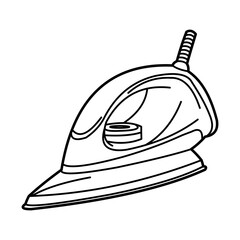 Fototapeta premium line art electric iron isolated on white background