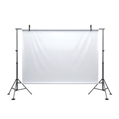 Empty Projection Screen on Tripod Stand Against