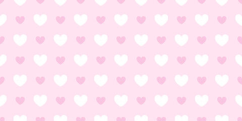 White and pink hearts seamless pattern. Valentine's day, love, romance, heart shape. Holiday cute decoration for prints, banners, packaging, background, scrapbook. Vector illustration. Flat design.