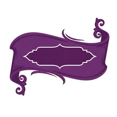 Purple Musical Scroll Ribbon with Ornate Swirls on