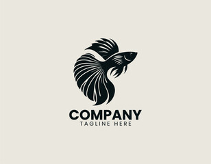 Guppy Fish Black Vector Logo Illustration