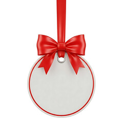 Red Satin Bow Hanging Tag on with Center