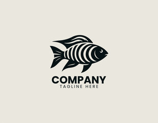 Zebra Fish Black Vector Logo Illustration