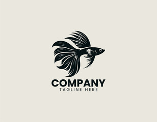Guppy Fish Black Vector Logo Illustration
