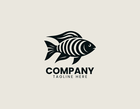 Zebra Fish Black Vector Logo Illustration
