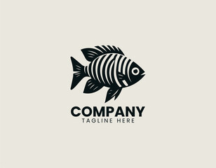 Zebra Fish Black Vector Logo Illustration