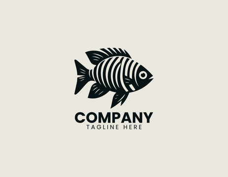 Zebra Fish Black Vector Logo Illustration