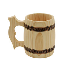 Handcrafted Light Wooden Drinking Mug with Celtic Knot Band Detail