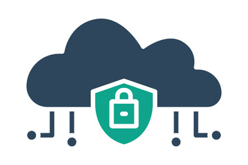 Cloud security icon. Solid icon style. Icon related to IT support. Technology elements vector illustration