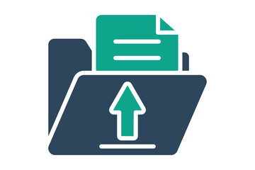 Upload file icon. Solid icon style. Icon related to IT support. Technology elements vector illustration