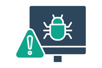 Computer bug icon. Solid icon style. Icon related to IT support. Technology elements vector illustration