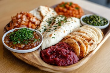 Contemporary seder plate with traditional symbols in modern setting