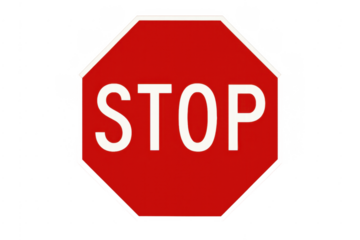 Red stop sign symbol signaling traffic warning