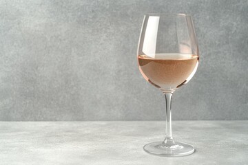 White wine glass against a reflective silver surface