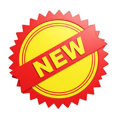 Vibrant Red and Yellow Burst Badge with Bold N E W Text explosion starburst