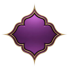 Glossy Purple Floral Shape with Gold Edges on