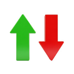 Glossy Green Up Arrow and Red Down Arrow Side by Side