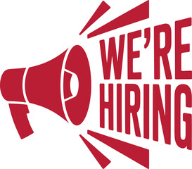 We&rsquo;re hiring megaphone icon, modern recruitment announcement for job vacancies, hiring ads and career marketing design, vector illustration