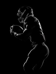 Naklejka premium A football player in uniform preparing to throw a ball on the field.