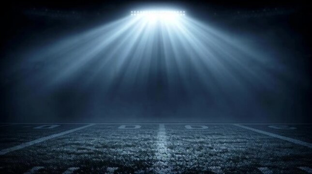 dramatic nighttime camera movement on a deserted American football field
