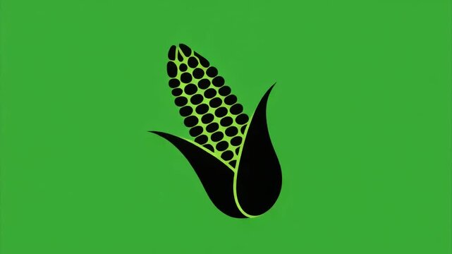 Simple black corn icon on green background.