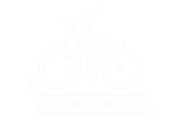 White bicycle route sign with cyclist symbol