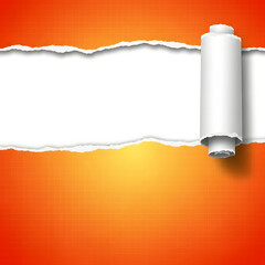 Paper Roll Partially Unwound Against Vibrant Sunset Gradient