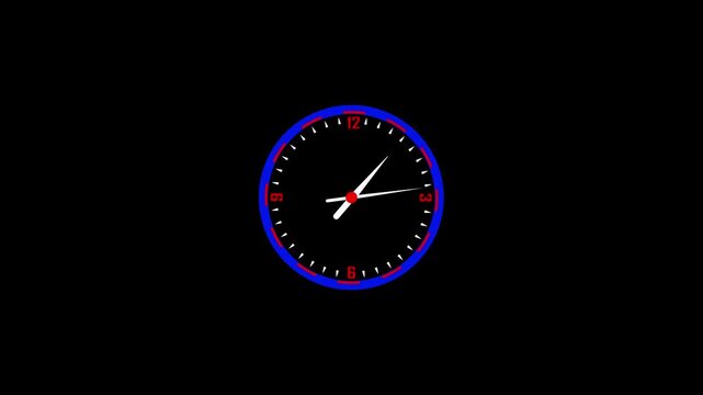 Abstract analog new clock icon animation. Digital analog wall clock animation, Clock icon 4k Animation. Counting down circle clock animation on black background