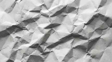 Crumpled white paper texture with intricate folds and shadows, creating dynamic visual effect