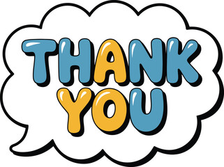 Thank you speech bubble illustration, cute appreciation text design for greeting cards, stickers and friendly communication graphics, vector illustration