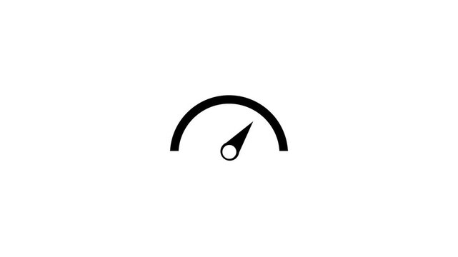 Speed scale motion graphic. Animated speedometer showing acceleration, velocity changes, and performance.on a white background,with 4k video animation.