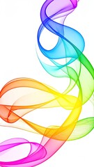 Abstract colorful ribbons flowing on white background