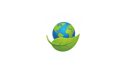 Happy earth day logo with globe and leaf