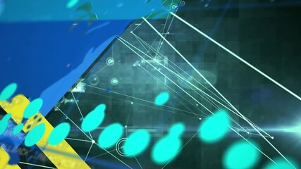 Animation of network of connections over digital city - Powered by Adobe