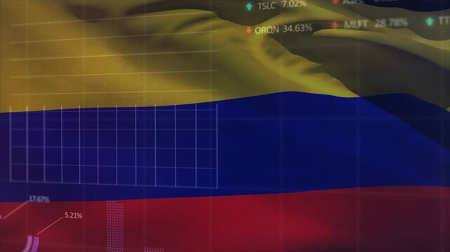 Animation of neon frame over data processing on green background