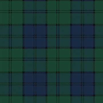 Classic dark green and blue tartan plaid seamless vector pattern (Montgomery Clan or Black Watch style).