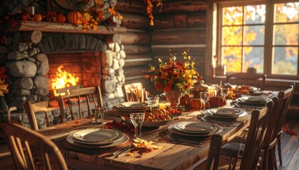 Obraz premium Modern restaurant interior featuring luxury wood furniture and elegant chair design in an empty dining room with warm indoor light decoration